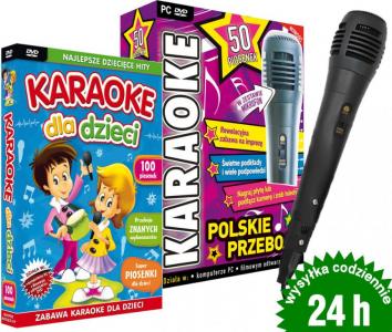 POLSKIE PRZEBOJE + Karaoke dla Dzieci DVD + Mikrof