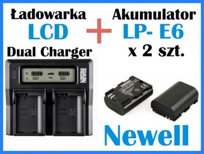 2x Akumulator Newell LP-E6 + ładowarka LCD DUAL Gw