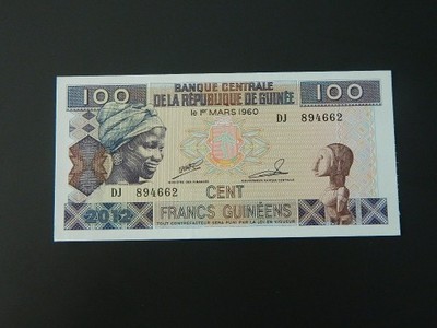 100 FRANKÓW 1960 GWINEA UNC