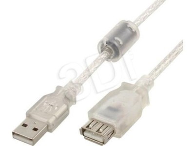 Kabel Gembird ( USB A - USB A F-M 3m transparentny