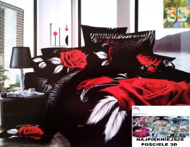 POŚCIEL 3D 160x200 róże-komplet-Dzień Mamy - 6192165355 - oficjalne  archiwum Allegro