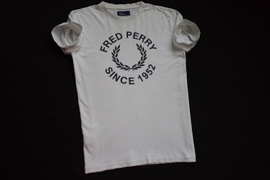 FRED PERRY koszulka biała t-shirt logo nadruk____M