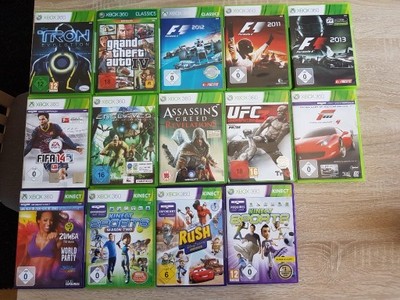 Xbox 360 + Kinect + 2 pady + 14 gier - 7003247517 - oficjalne archiwum  Allegro