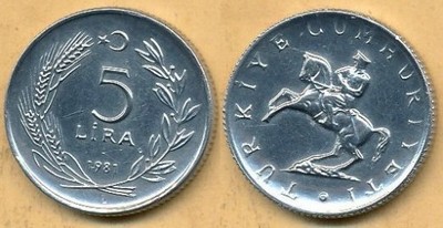 Turcja 5 Lira - 1981r ... Monety