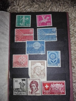 Kolekcja znaczkow pocztowych helvetia europa 11szt