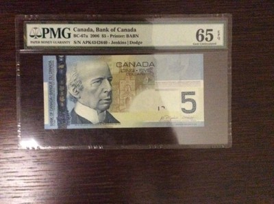 Kanada  5 dolarów 2006 BC-67a  PMG 65 EPQ