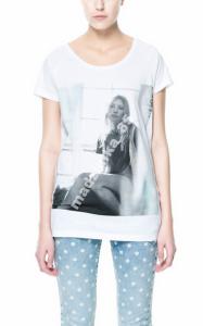 ZARA TRF_bluzka t-shirt z dziewczyną _ S 36