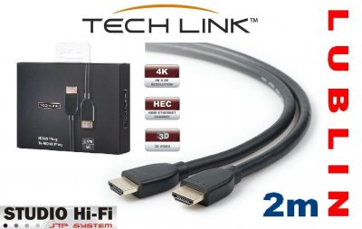 KABEL HDMI TECHLINK 2m, UHD, 4K, 3D, HDMI 2.0,
