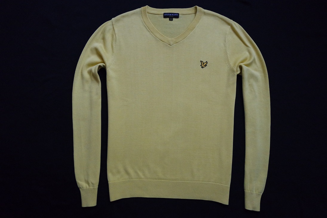 LYLE SCOTT sweter sweterek żółty logowany modny__M