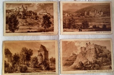 ZESTAW 4 Stare pocztówki przedwojenne ZAMKI