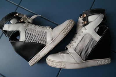 Czarno-białe sneakersy ażur r.40