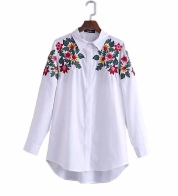 Koszula biała Zara boho kwiaty haft - 6880829838 - oficjalne archiwum  Allegro