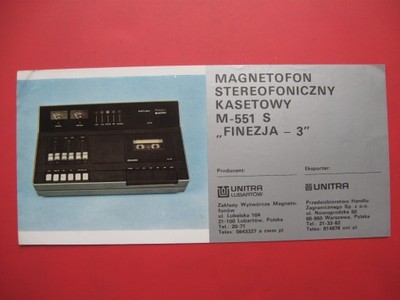 Magnetofon kasetowy HI-FI FINEZJA -3  M-551 UNITRA