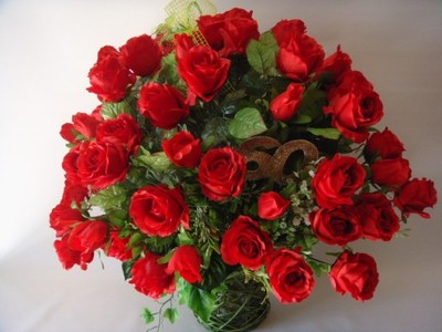 Kosz 60 róż kwiat sztuczny bukiet URODZINY prezent - 6897946423 - oficjalne  archiwum Allegro