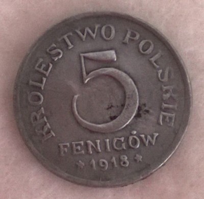 Królestwo Polskie - 5 Fenigów 1918 F