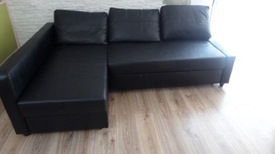 sofa kanapa ikea narożnik ekoskóra czarny TANIO! - 6906774574 - oficjalne  archiwum Allegro
