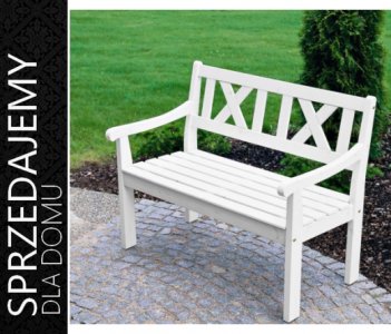 Ława ławka ogrodowa drewniana biała klasyczna - 6185121745 - oficjalne  archiwum Allegro