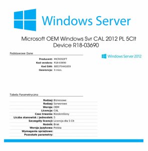 Microsoft OEM Windows Server 2012 CAL 5 Device Pol