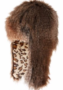 ASOS czapka zimowa damska futrzana uszatka leopard