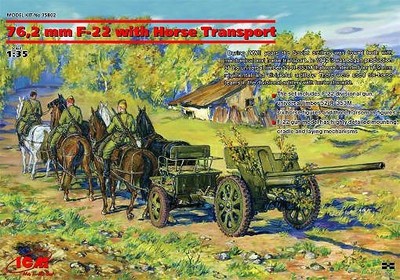 ICM 35802 - 76,2 mm F-22 with Horse Transport 1:35