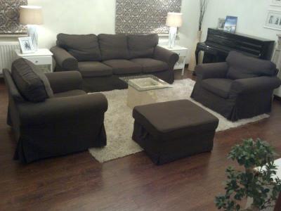 Komplet IKEA EKTORP sofa 3 os + 2 fotele + ponóżek - 5728506071 - oficjalne  archiwum Allegro