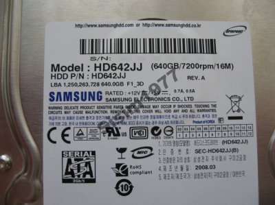 Dysk twardy 3,5&quot; 640GB  Samsung HD624JJ SATA