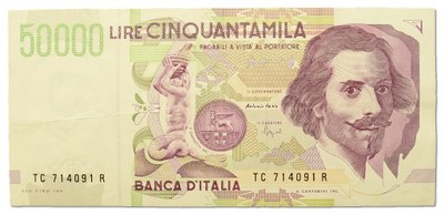 19.Włochy, 50 000 Lirów 1992, P.116.b, St.3+