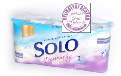 Papier toaletowy SOLO 8 rolek delikatny 150 listkó - 6309773945 - oficjalne  archiwum Allegro