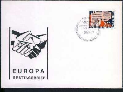 Liechtenstein Vaduz 1962 FDC EUROPA 50 lat Filat++