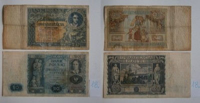 2 x 20 złotych  z 1931 i 1936 r II RP .