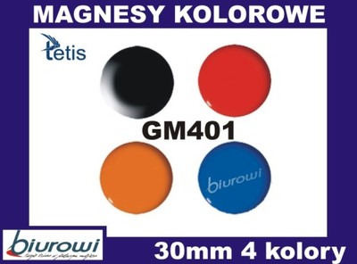 Magnesy OKRĄGŁE do tablic kolorowe GM401 30mm 5szt