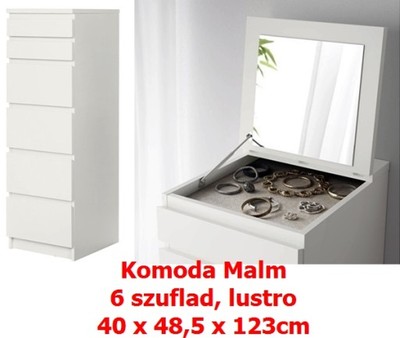 IKEA MALM KOMODA 6 SZUFLAD LUSTRO 40x48,5x123 FV - 6119396476 - oficjalne  archiwum Allegro
