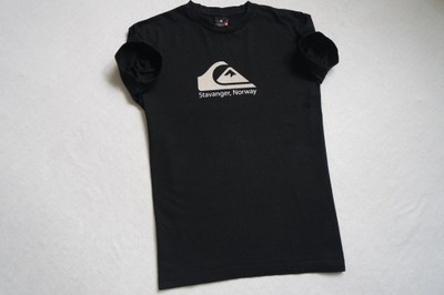 QUIKSILVER koszulka czarna t-shirt nadruk logo___M