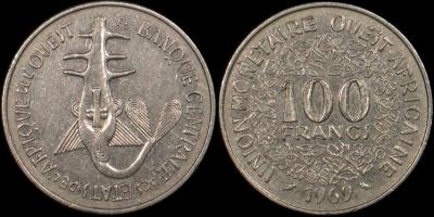 Afryka Zachodnia, 100 Francs 1969