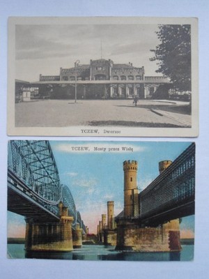 Tczew dworzec i Mosty przez Wisłę stare pocztówki