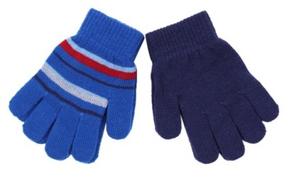 2x niebieskie rękawiczki w paski PRIMARK 7 lat +
