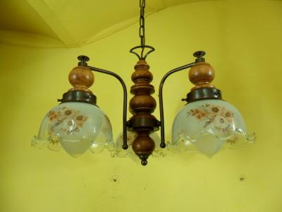 STYLOWY ZYRANDOL lampa W KWIATY KLOSZE 3 ramienny
