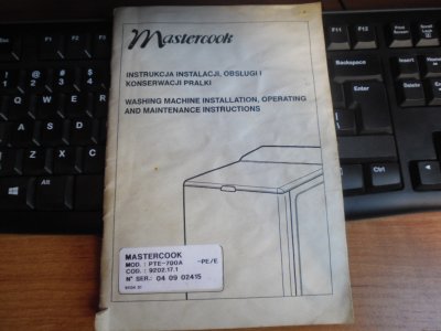 Instrukcja obsługi pralki Mastercook PTE-700A - 6206236531 - oficjalne  archiwum Allegro