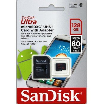 microSDXC 128 GB ULTRA 80 MB/s+ADAP.SD+ANDROID APP