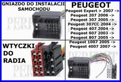 Złącze ISO Peugeot 1007 4007 207 307 407 807 36B
