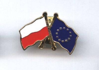 odznaka flagi POLSKA + UNIA EUROPEJSKA przypinka - 4078483669 - oficjalne  archiwum Allegro