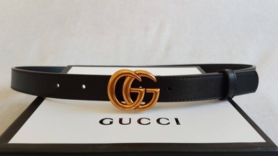 Pasek Skórzany Gucci Cienki 2cm Nowy 105cm - 6836059211 - oficjalne  archiwum Allegro