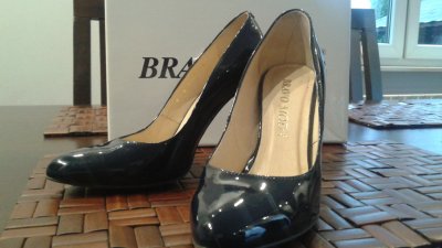 Granatowe lakierowane buty skórzane Bravo Moda 36!