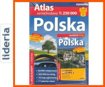 Polska - 1:250 000 atlas samochodowy + mapa lam...