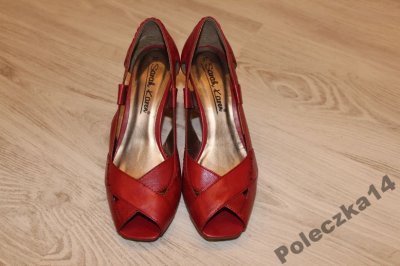 Sandały DAMSKIE czerwone SKÓRZANE skóra CCC 37 - 6401021211 - oficjalne  archiwum Allegro