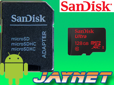 SANDISK 128GB micro SDXC Class 10 ULTRA 80MBs + SD