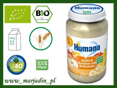 Humana BIO 100% Organic Jablko Banan Keks Maślany