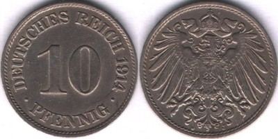 10 Pfennig 1914 J Niemcy VF ( III )
