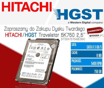 NOWY DYSK HITACHI HGST 750GB SATA 2 54008MB