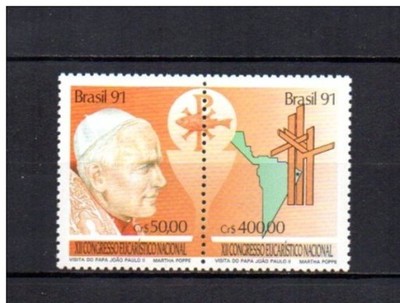 Brazylia.Jan Paweł II.2 znaczka ** .1991
